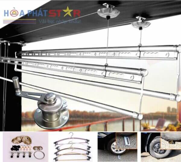 Giàn Phơi Gắn Trần Quay Tay Hòa Phát Star-HP04