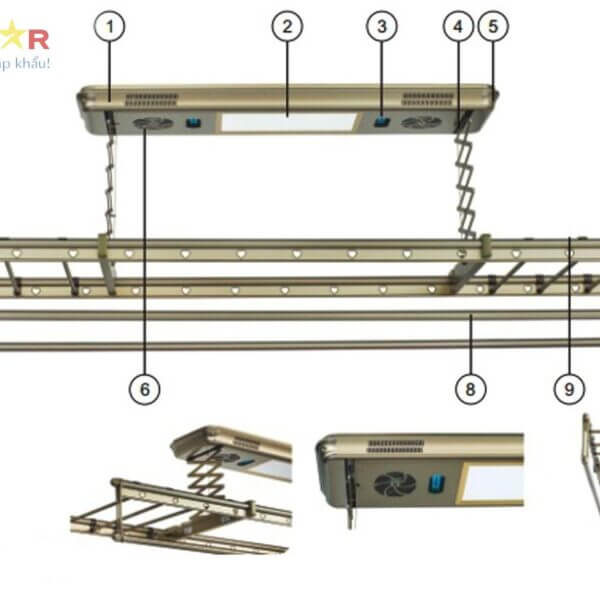 Giàn Phơi Điều Khiển Từ Xa GLP750 (Rêu Cổ)