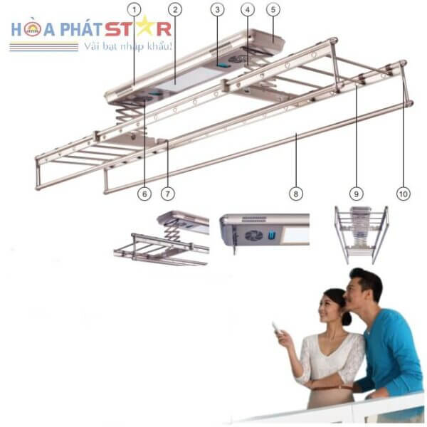 Giàn Phơi Điều Khiển Từ Xa GLP750 (Màu Bạc)
