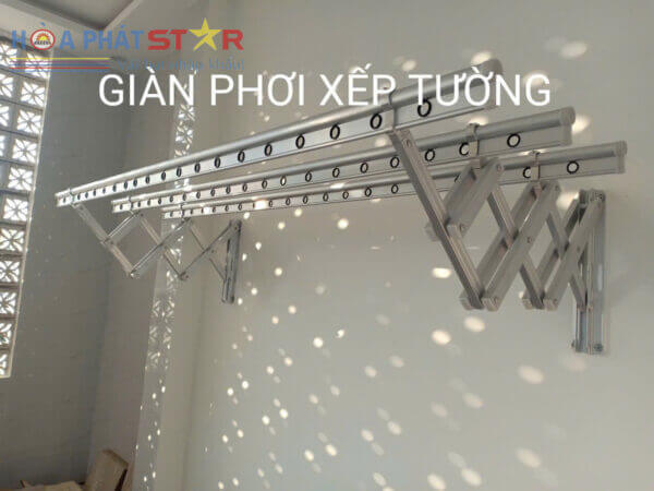 Giàn Phơi Gắn Tường Kéo Ngang Nhôm Tay Đôi ( HPXN-04 )