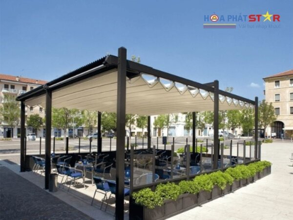 mái bạt xếp quán cafe 1