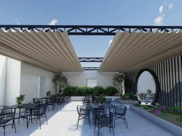 mái bạt xếp quán cafe 4